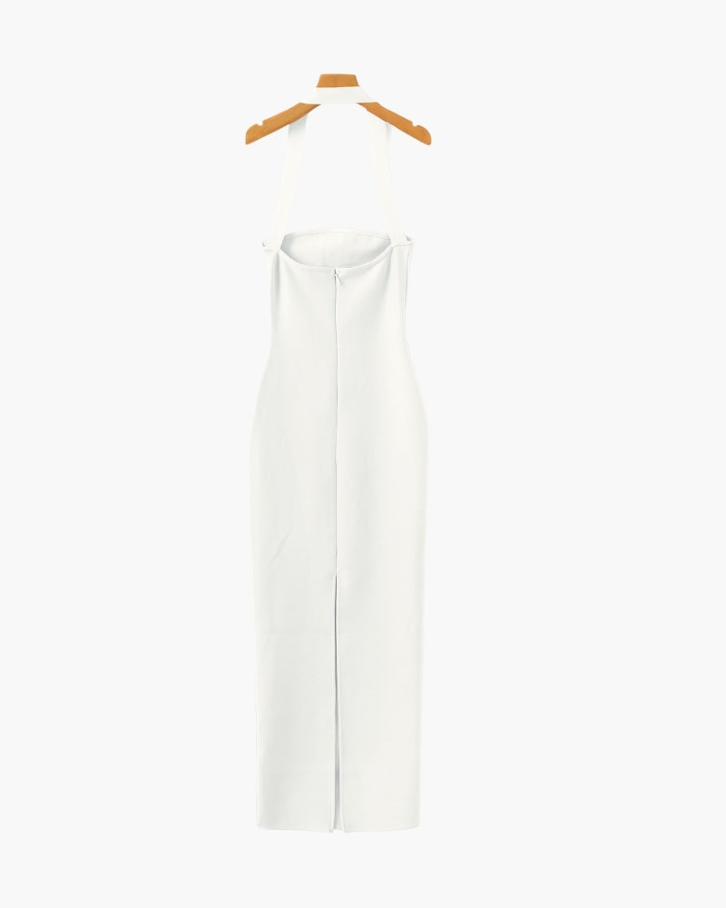 Schmal geschnittenes Neckholder-Maxikleid