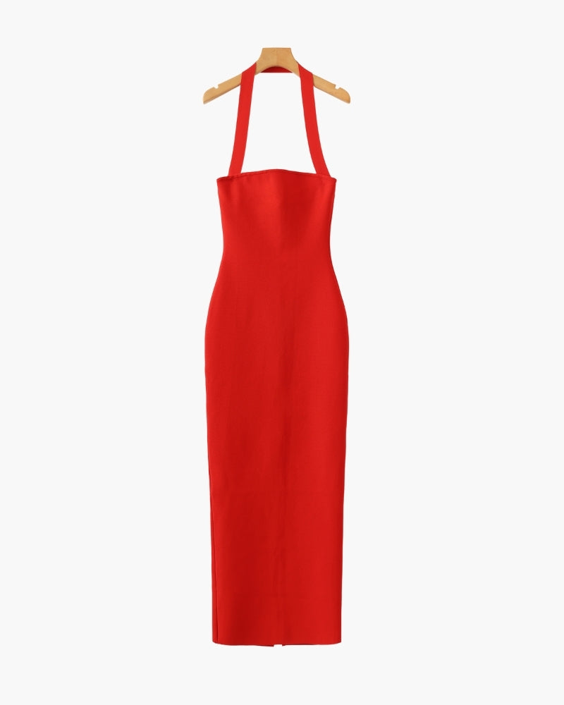 Schmal geschnittenes Neckholder-Maxikleid