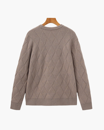 Rundhalspullover mit Diamant-Strickmuster