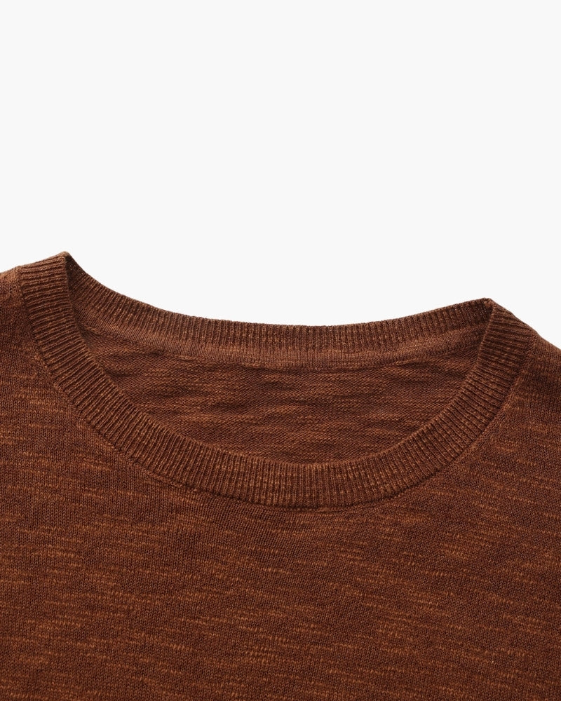 Essential-Rundhalsshirt aus Leinen-Baumwoll-Mix