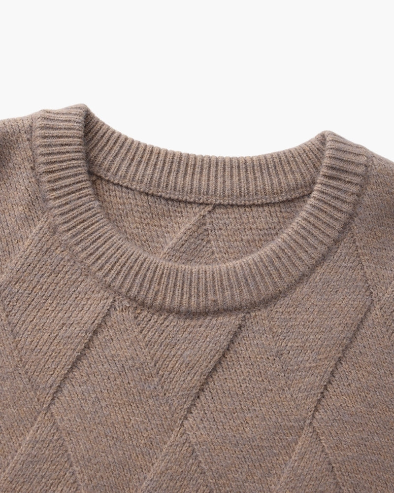 Rundhalspullover mit Diamant-Strickmuster