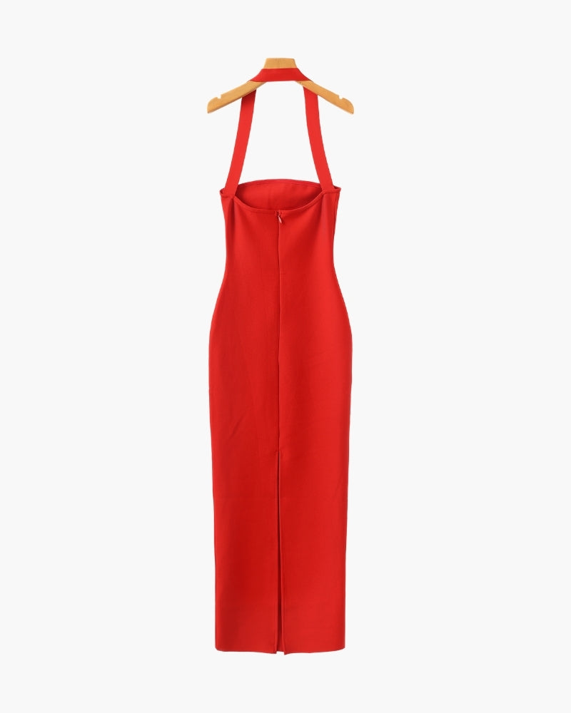 Schmal geschnittenes Neckholder-Maxikleid