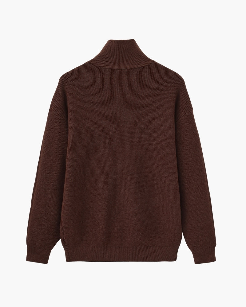 Feiner Strickpullover mit halbem Reissverschluss