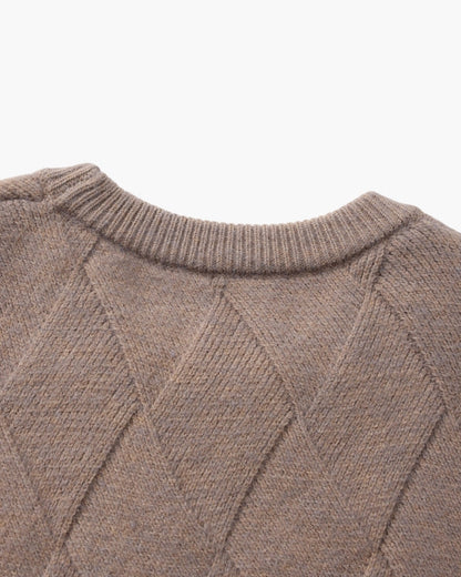 Rundhalspullover mit Diamant-Strickmuster