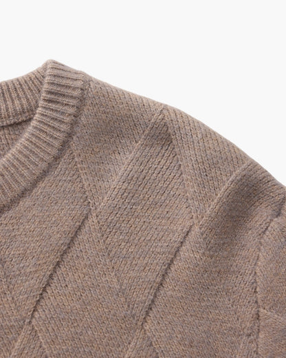 Rundhalspullover mit Diamant-Strickmuster