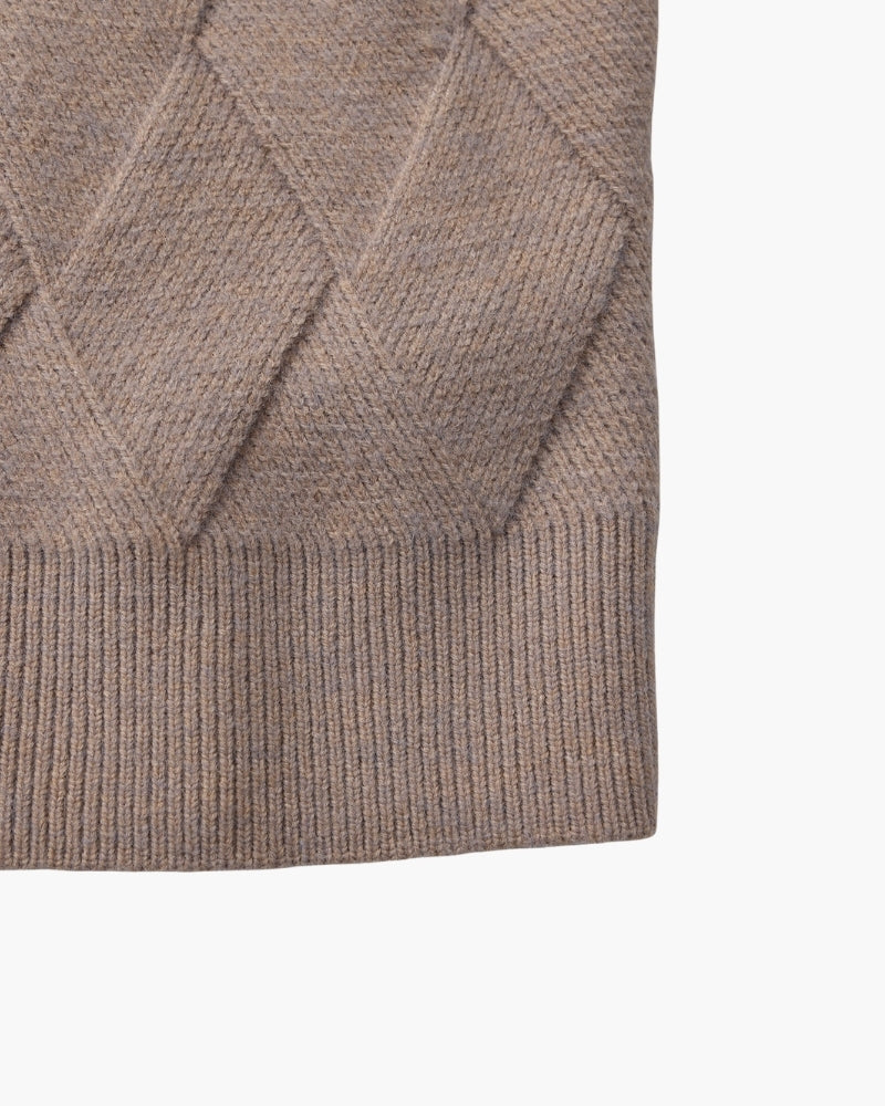 Rundhalspullover mit Diamant-Strickmuster