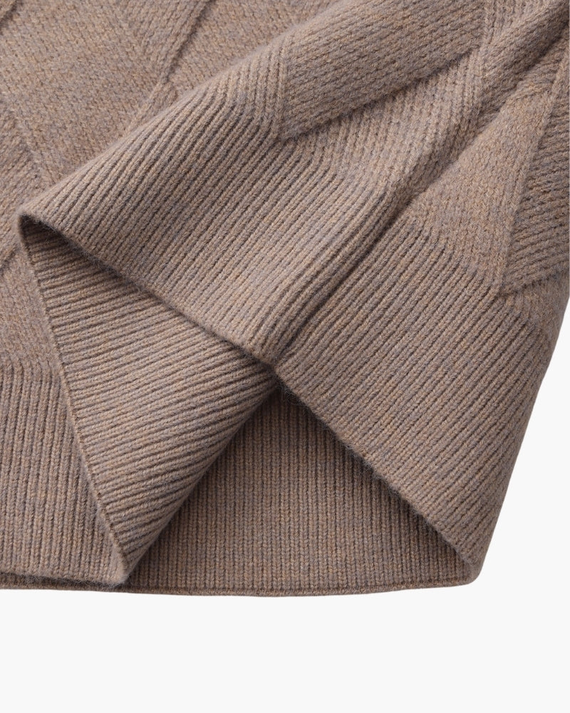 Rundhalspullover mit Diamant-Strickmuster