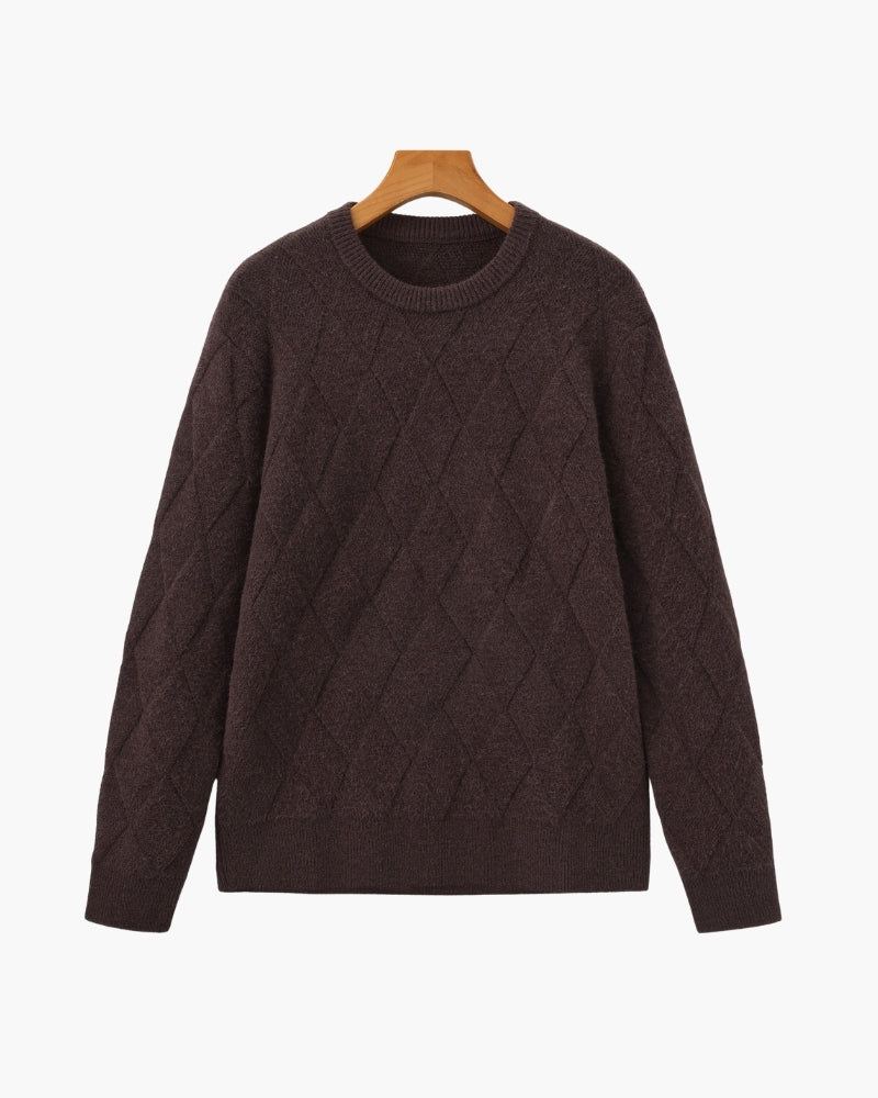 Rundhalspullover mit Diamant-Strickmuster