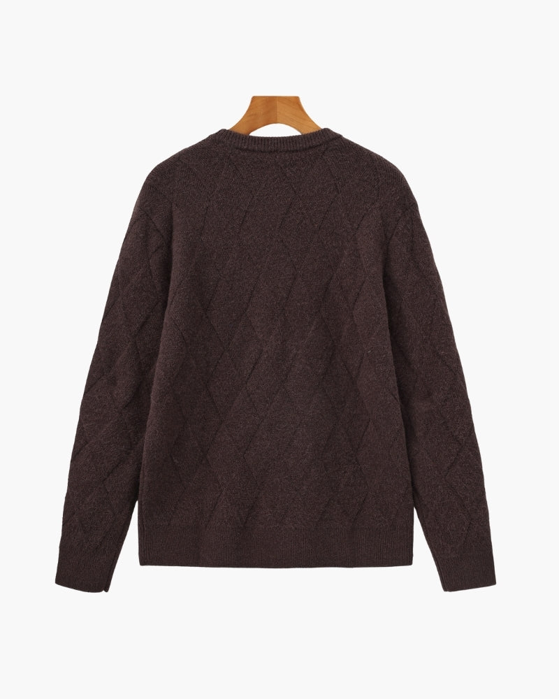 Rundhalspullover mit Diamant-Strickmuster