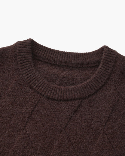 Rundhalspullover mit Diamant-Strickmuster