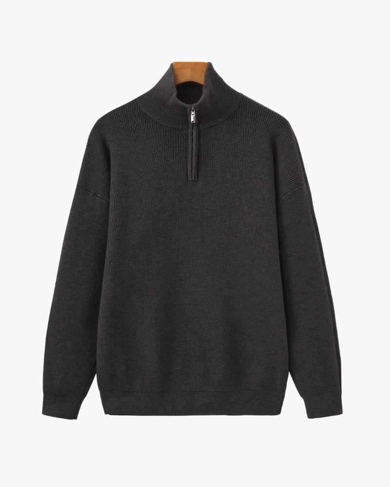 Feiner Strickpullover mit halbem Reissverschluss