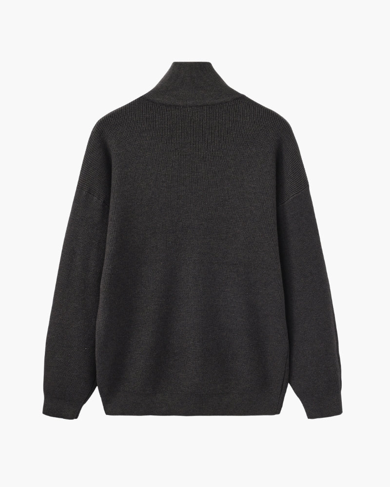Feiner Strickpullover mit halbem Reissverschluss