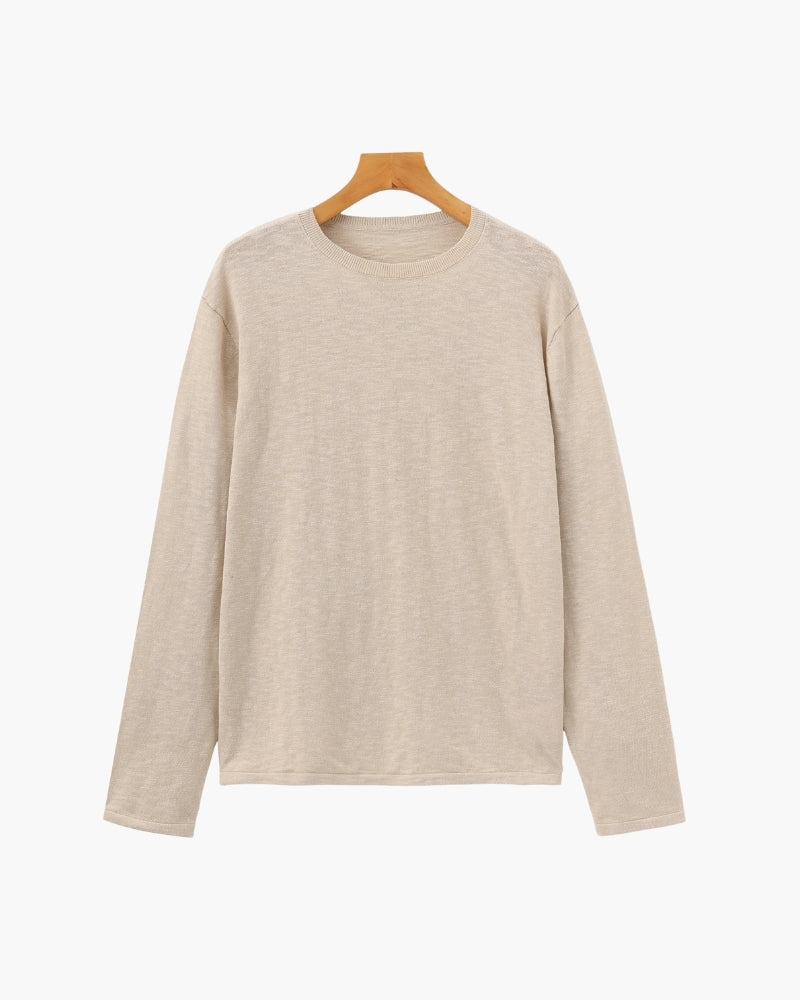 Essential-Rundhalsshirt aus Leinen-Baumwoll-Mix