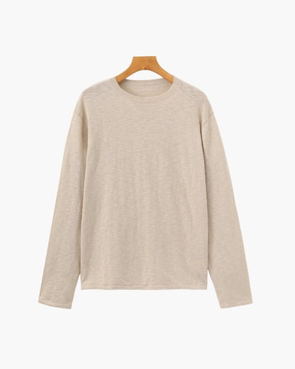 Essential-Rundhalsshirt aus Leinen-Baumwoll-Mix