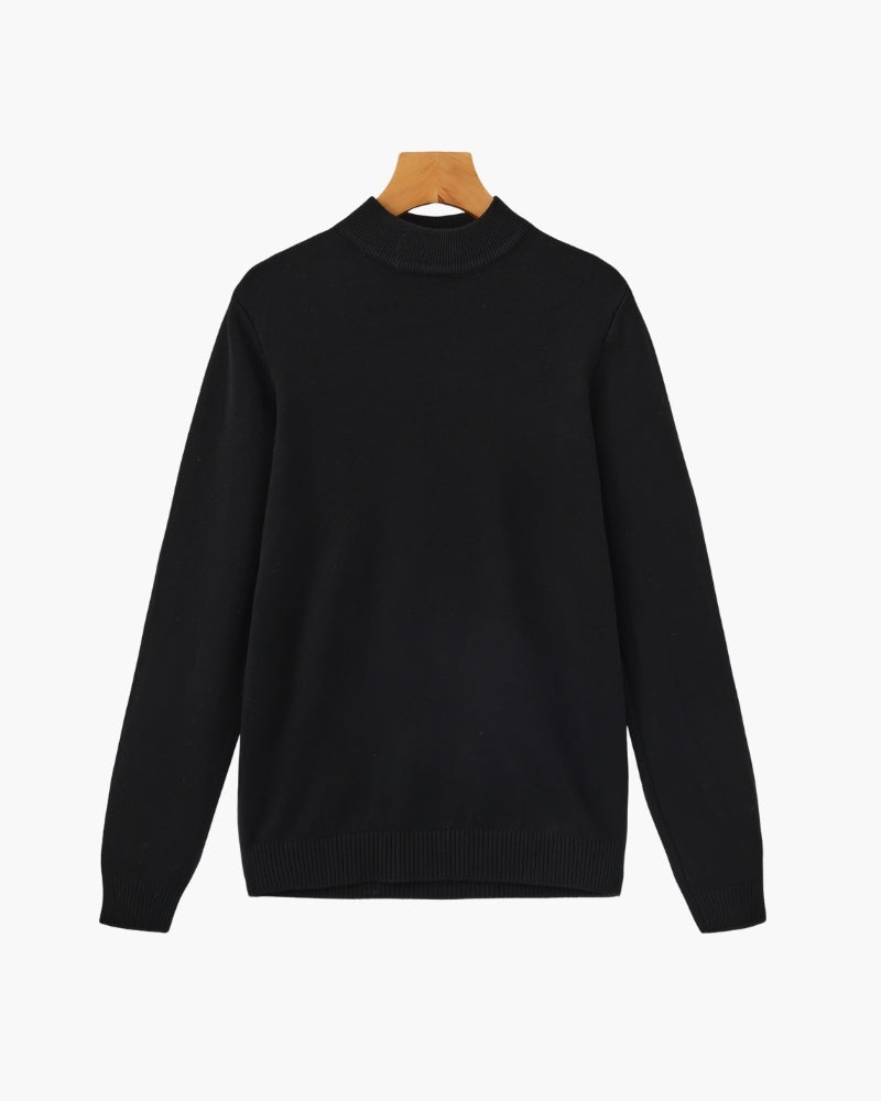 Gerippter Essential-Pullover mit Stehkragen