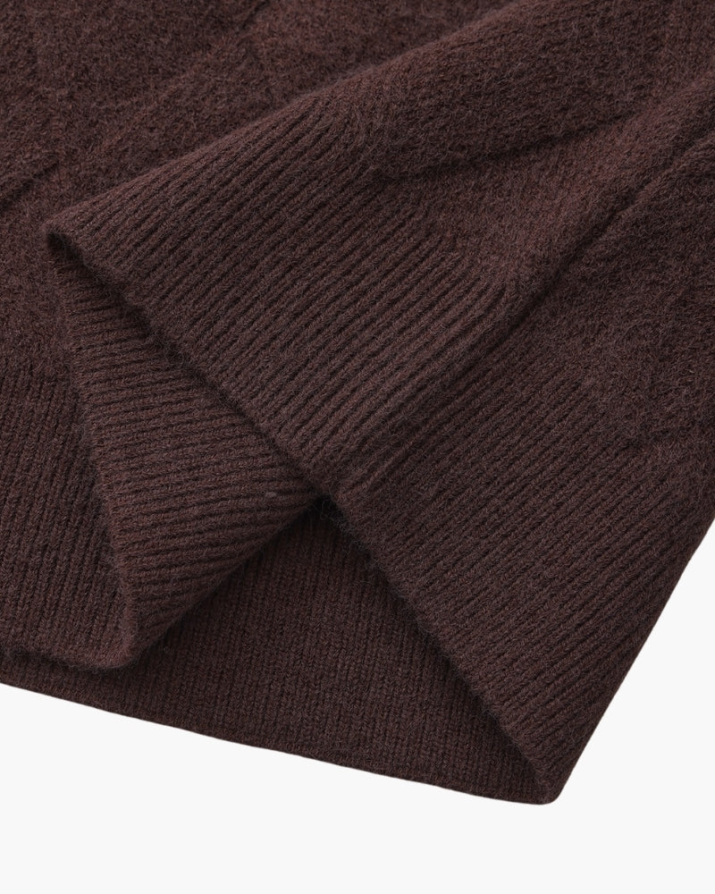 Rundhalspullover mit Diamant-Strickmuster
