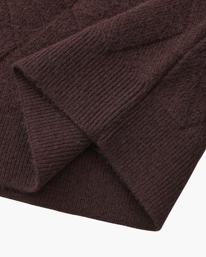 Rundhalspullover mit Diamant-Strickmuster