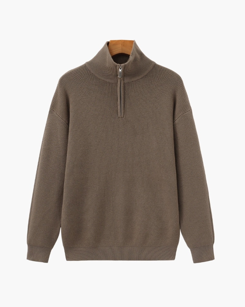 Feiner Strickpullover mit halbem Reissverschluss