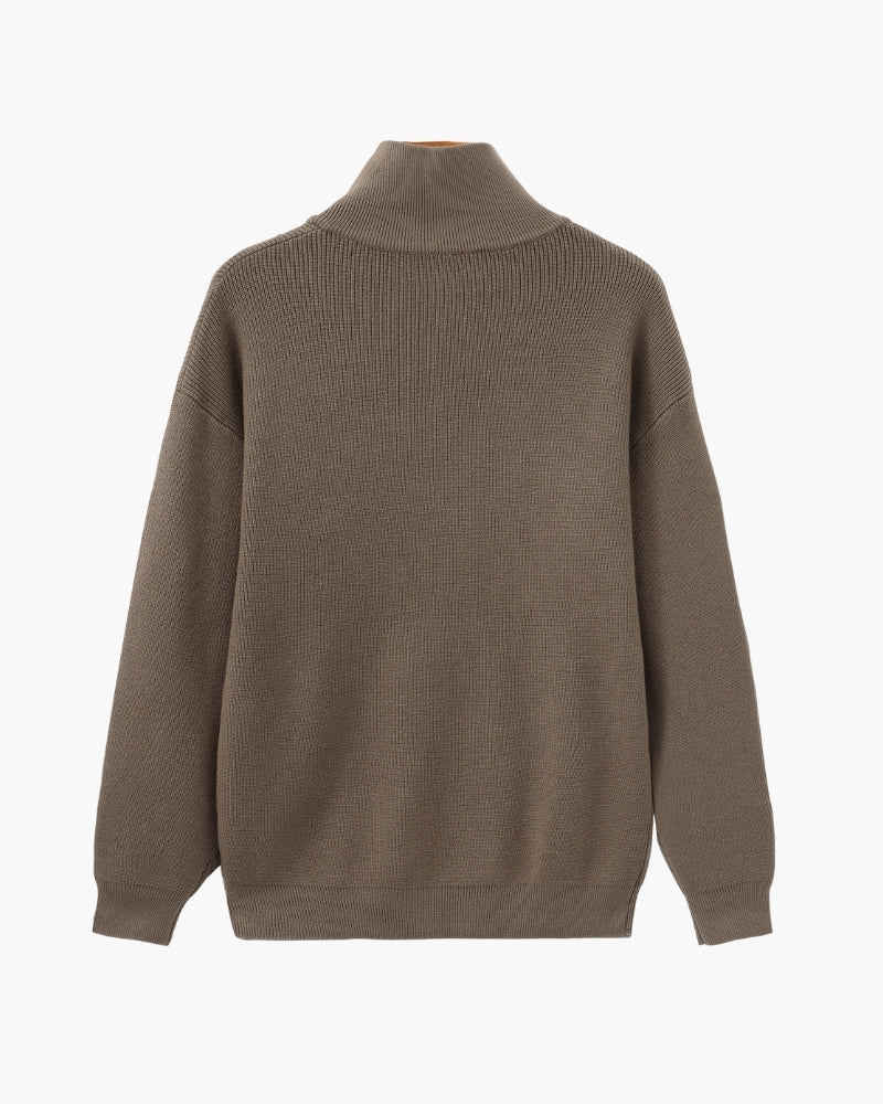 Feiner Strickpullover mit halbem Reissverschluss