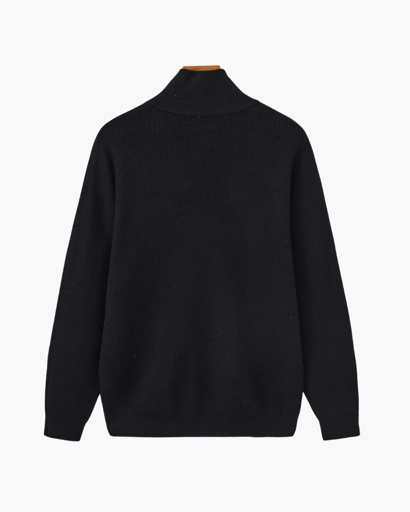 Feiner Strickpullover mit halbem Reissverschluss