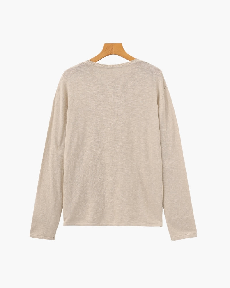 Essential-Rundhalsshirt aus Leinen-Baumwoll-Mix