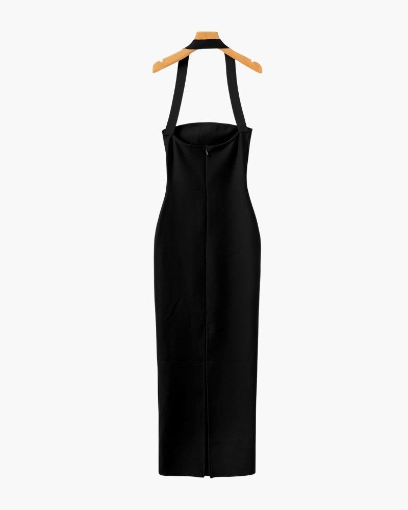 Schmal geschnittenes Neckholder-Maxikleid