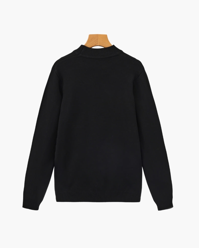 Gerippter Essential-Pullover mit Stehkragen
