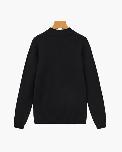 Gerippter Essential-Pullover mit Stehkragen