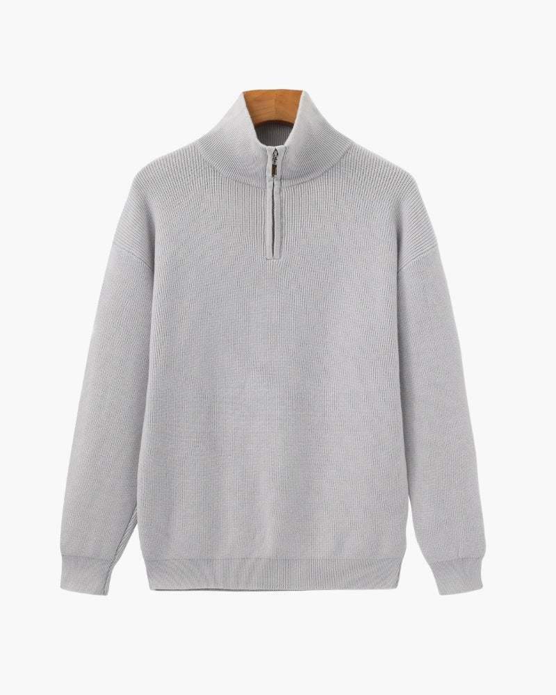 Feiner Strickpullover mit halbem Reissverschluss