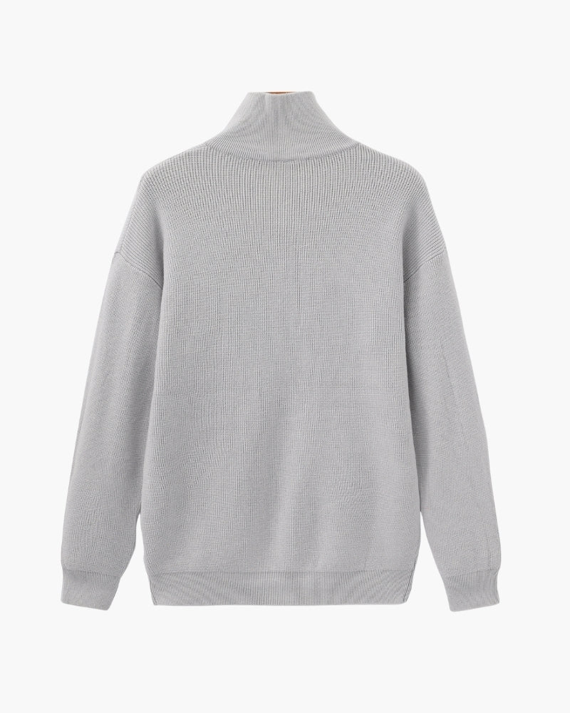 Feiner Strickpullover mit halbem Reissverschluss