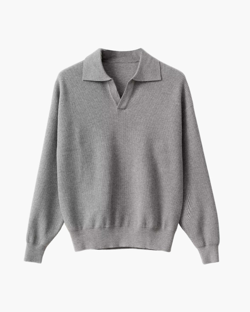 Strukturiert Strick Polo Pullover