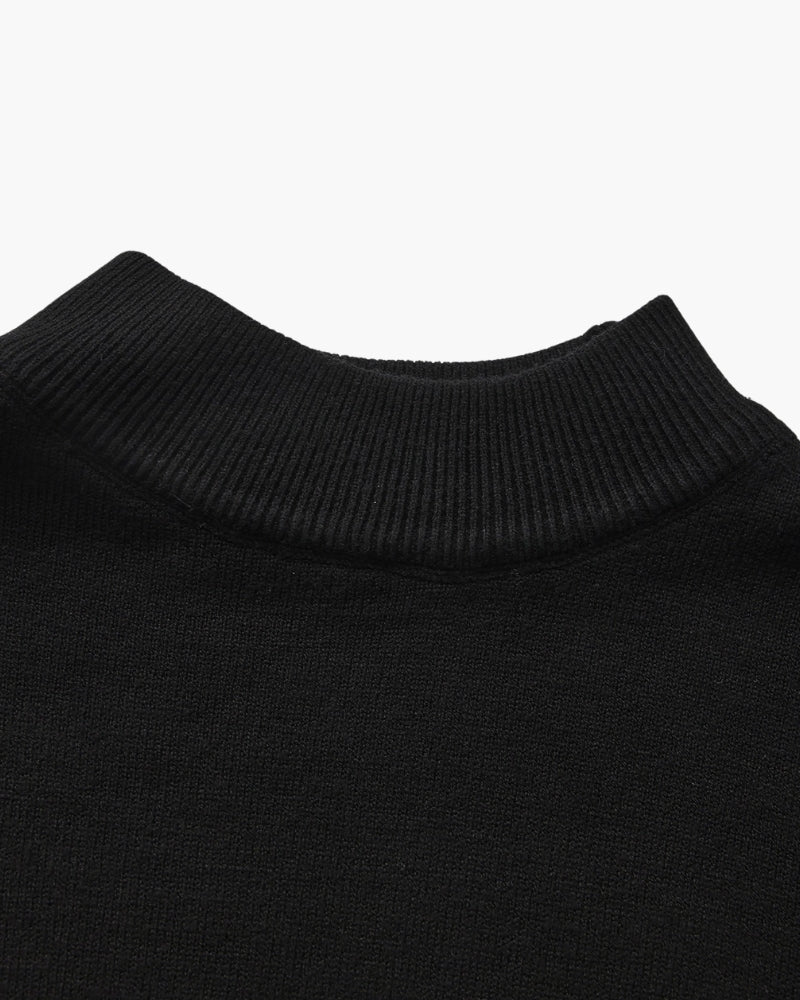 Gerippter Essential-Pullover mit Stehkragen