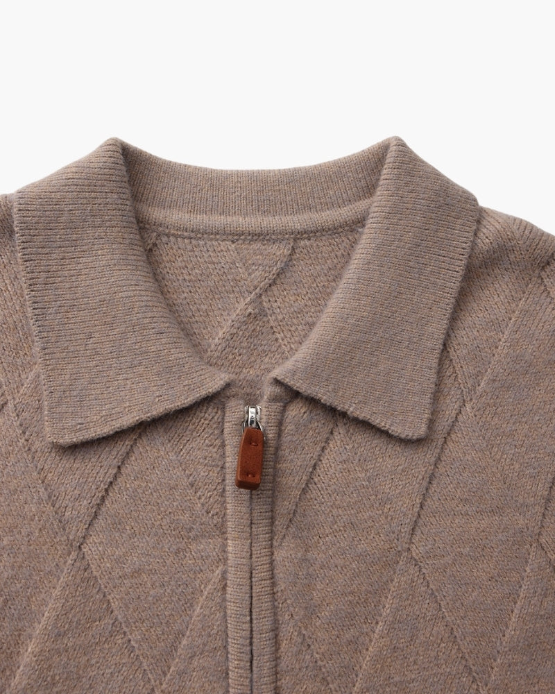 Heritage Diamond Strick Zip Cardigan