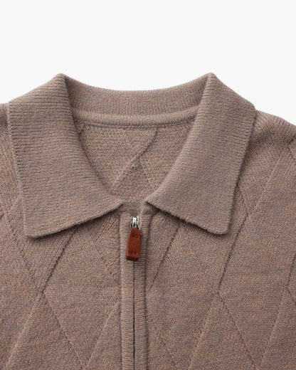 Heritage Diamond Strick Zip Cardigan
