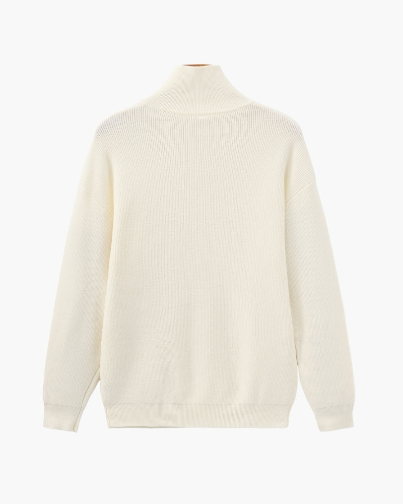 Feiner Strickpullover mit halbem Reissverschluss