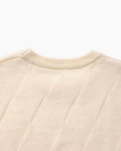Rundhalspullover mit Diamant-Strickmuster