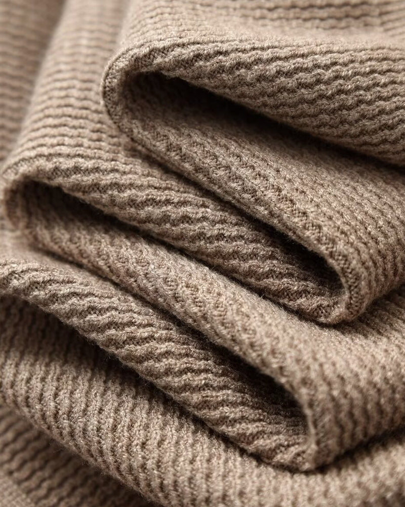 Strukturiert Strick Polo Pullover