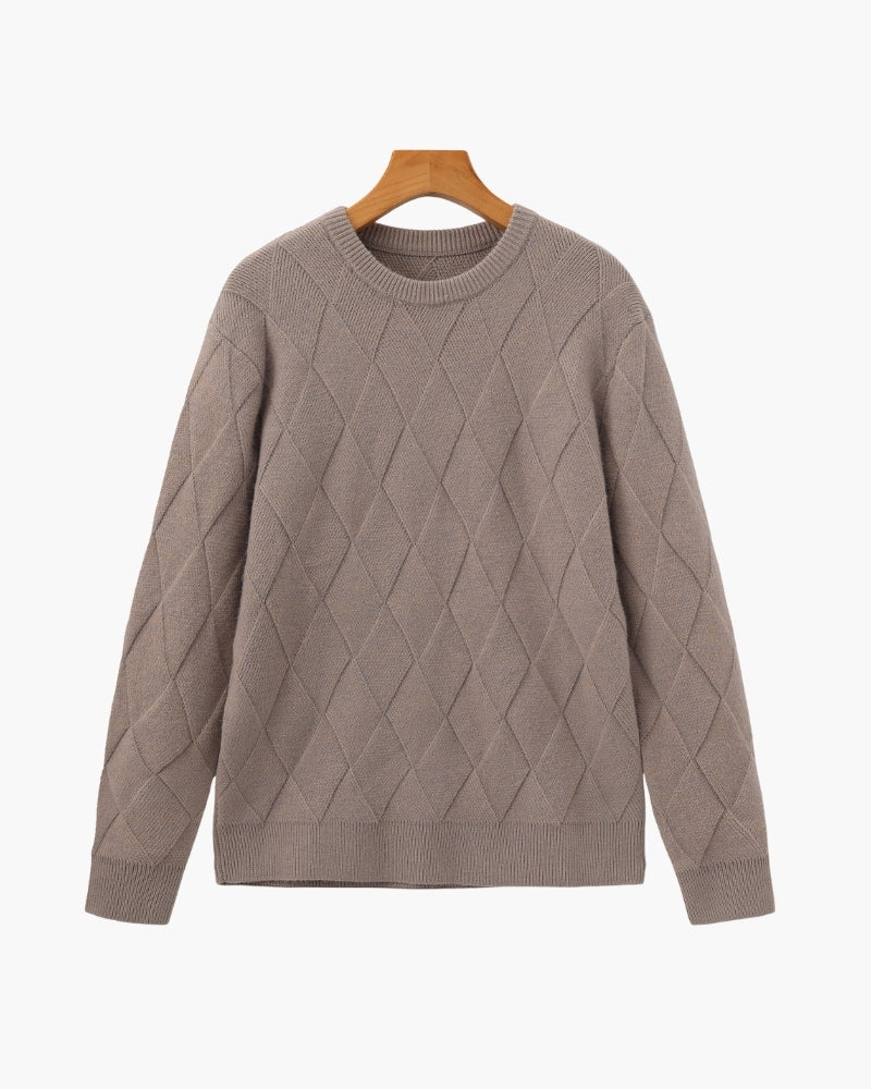 Rundhalspullover mit Diamant-Strickmuster
