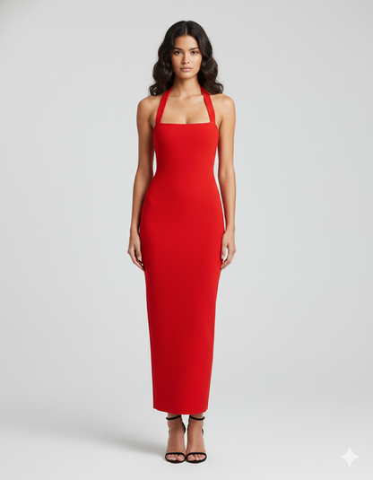 Schmal geschnittenes Neckholder-Maxikleid
