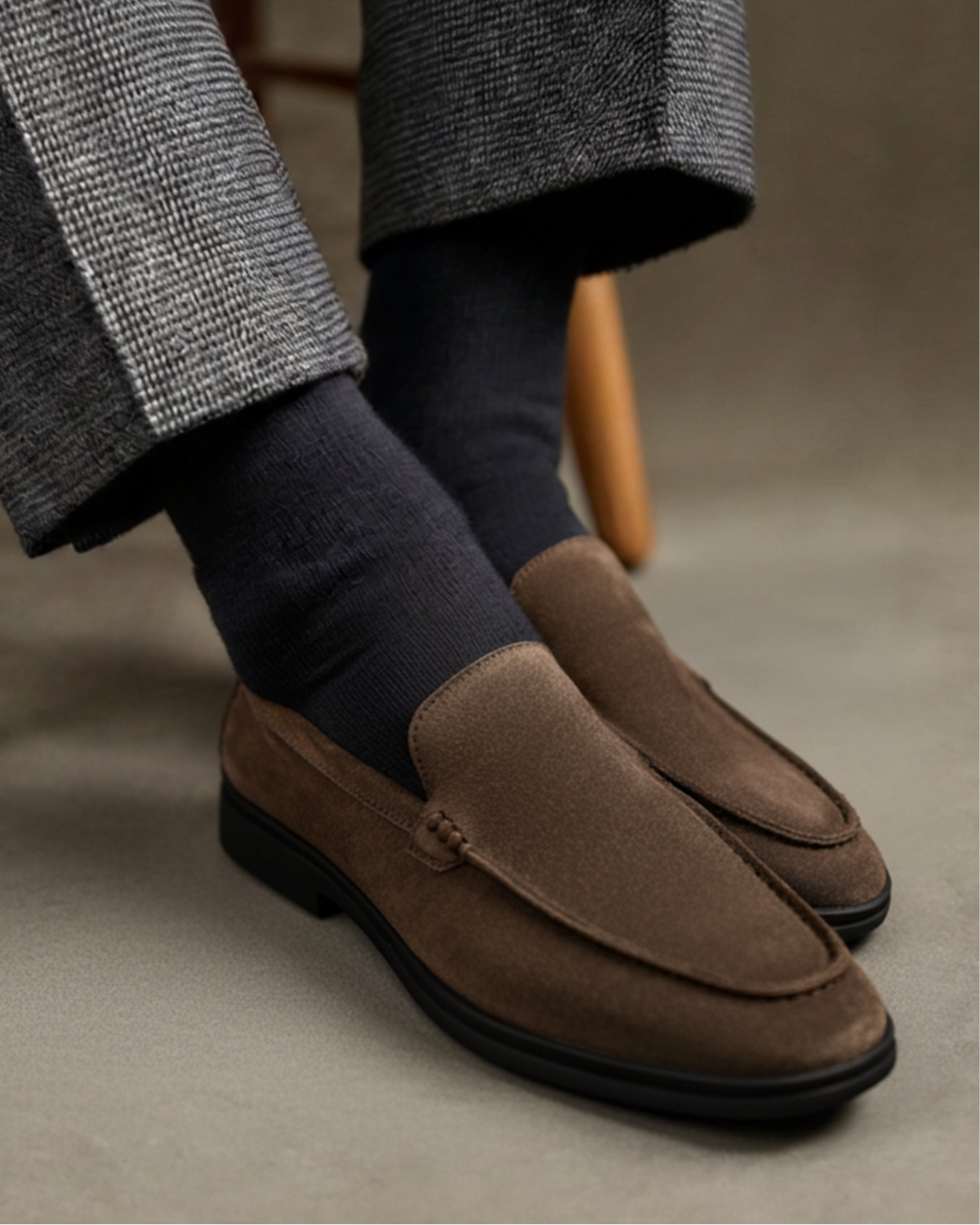 Premium Suede Loafer - Black Soles